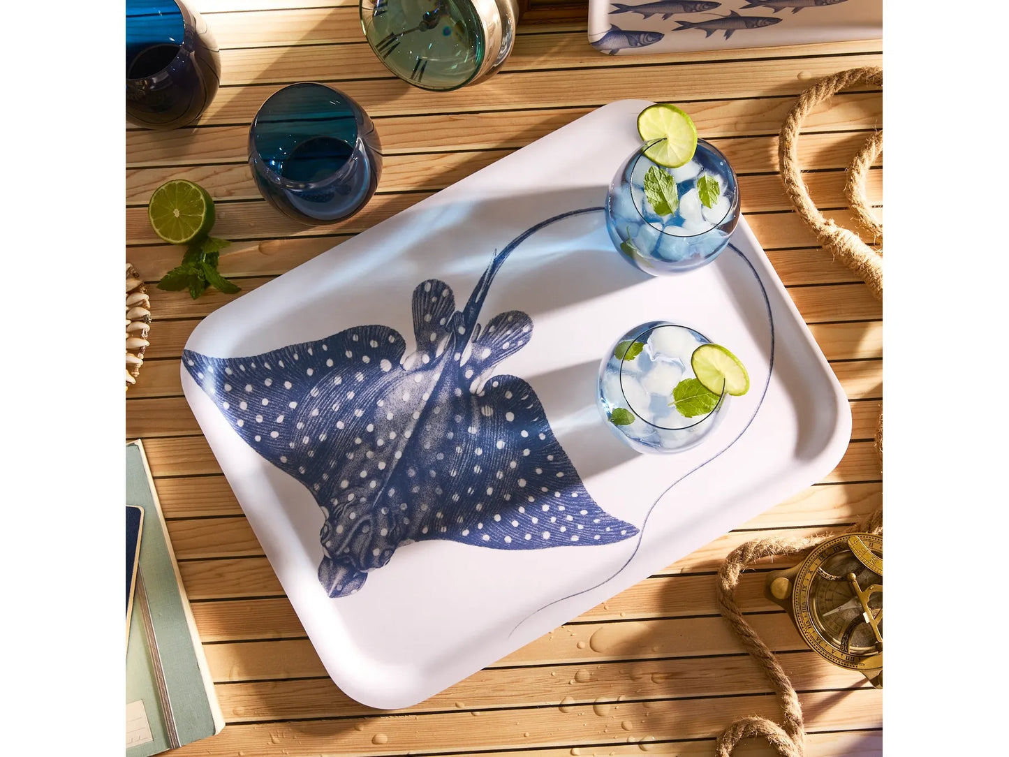 Spotted Stingray Large Rectangular Birchwood Tray (Caskata)