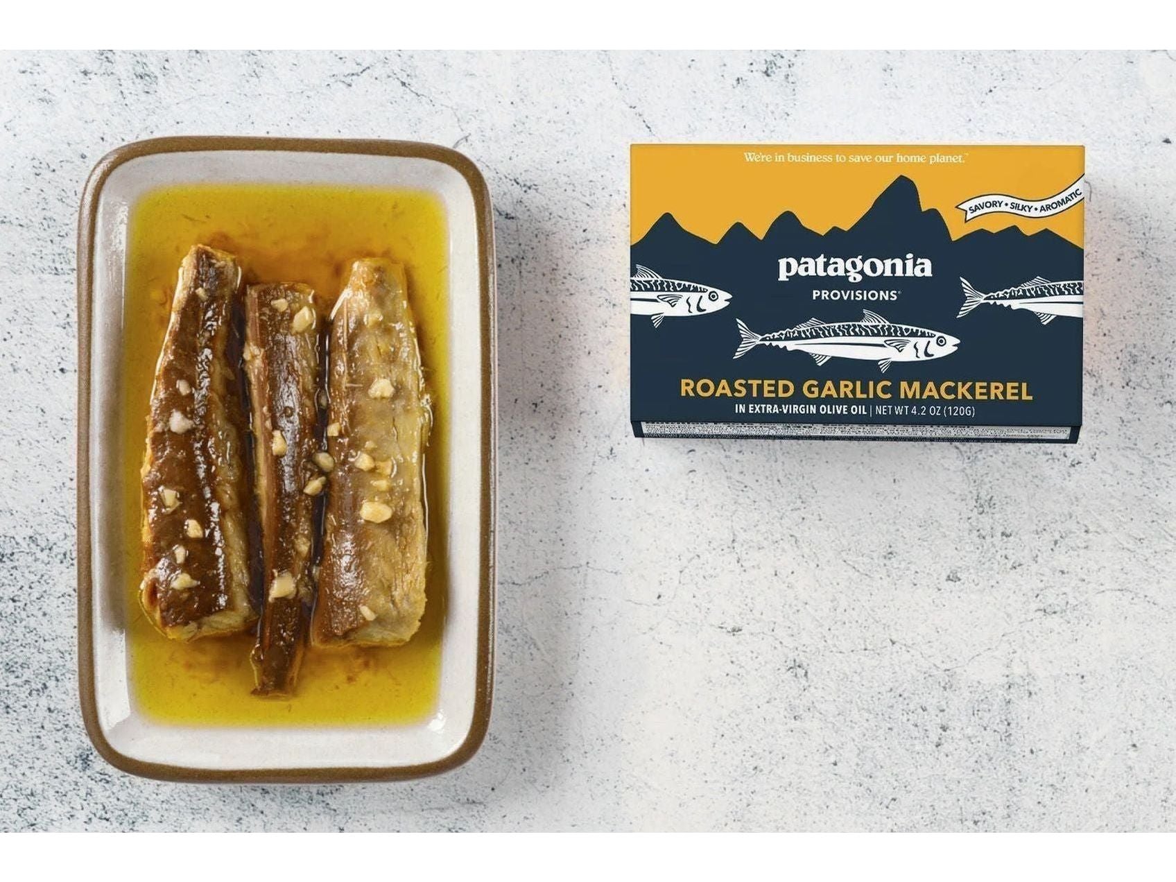 aromatic fish pol Patagonia Roasted Garlic Mackerel – Hooked on Fish