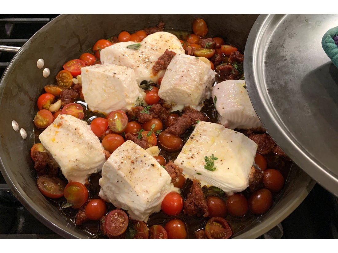 Halibut with Basil, Garlic, and Tomato