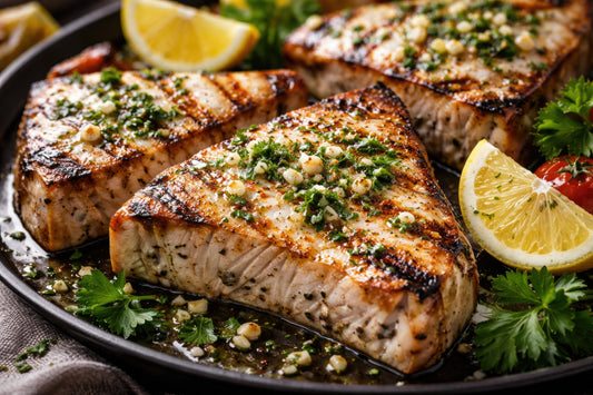 Grilled Swordfish Salmoriglio (Sicilian Swordfish with Lemon, Garlic, and Herbs)