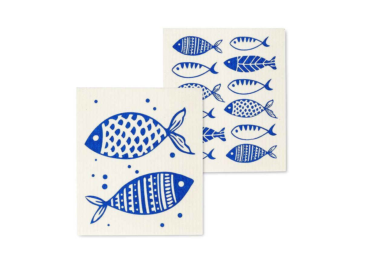 Blue Fish Dishcloths (Set of 2)