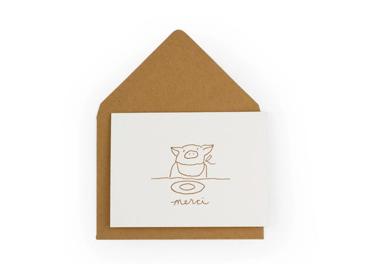 Merci Oink Greeting Card (Wink)